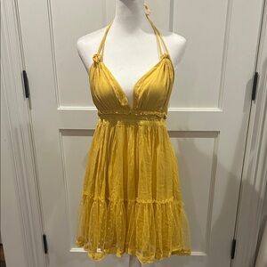 R. Vivimos Yellow Halter Dress